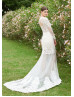 Jewel Neck Ivory Lace Tulle Enchanting Wedding Dress